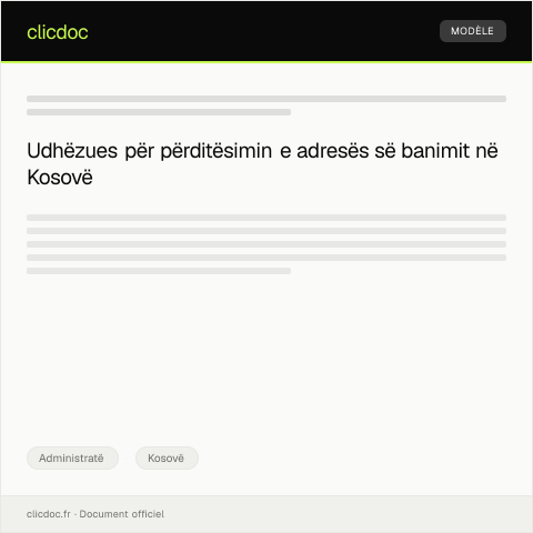 Document preview: Kërkesë për përditësim të të dhënave të adresës së banimit — Administratë, Kosovë
