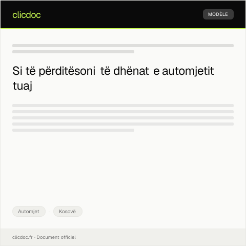 Document preview: Kërkesë për përditësim të të dhënave të automjetit — Automjet, Kosovë