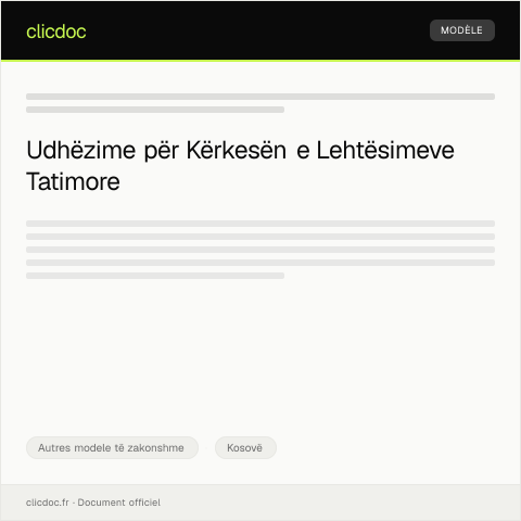 Document preview: Kërkesë për përfitim të lehtësimeve tatimore — Autres modele të zakonshme, Kosovë