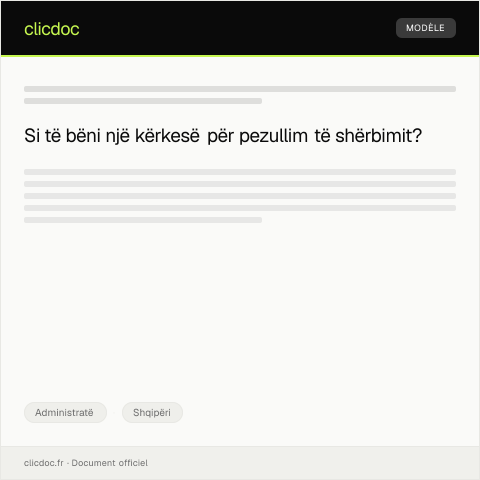 Document preview: Kërkesë për pezullim të shërbimit — Administratë, Shqipëri