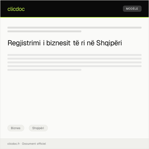 Document preview: Kërkesë për regjistrim të biznesit të ri në regjistrin kombëtar — Biznes, Shqipëri
