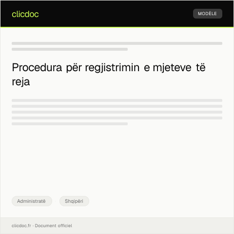 Document preview: Kërkesë për regjistrim të mjetit të ri — Administratë, Shqipëri