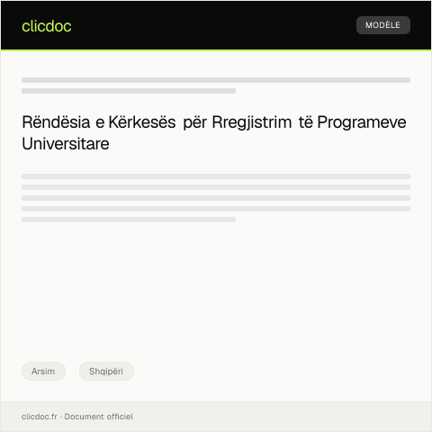 Document preview: Kërkesë për Rregjistrim të Programit Universitar — Arsim, Shqipëri