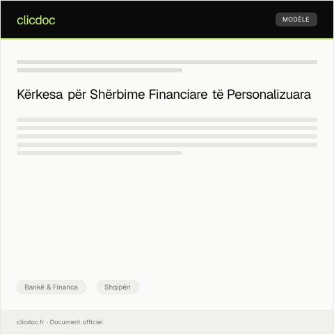 Document preview: Kërkesë për shërbim të personalizuar financiar — Bankë & Financa, Shqipëri