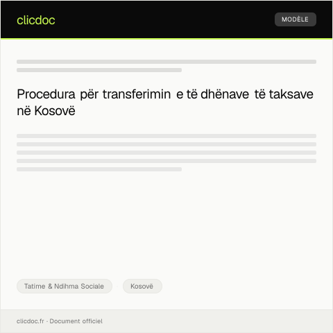 Document preview: Kërkesë për transferim të të dhënave të taksave — Tatime & Ndihma Sociale, Kosovë