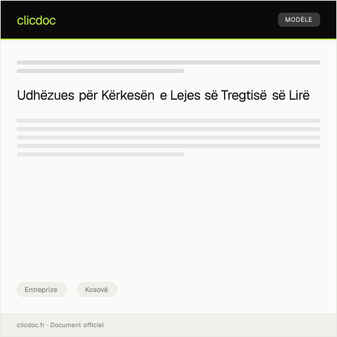 Document preview: Kërkesë për leje të veprimtarisë së tregtisë së lirë — Entreprize, Kosovë