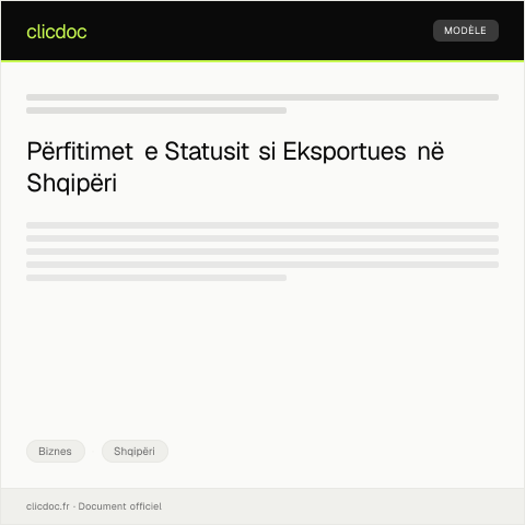 Document preview: Kërkesë për Vërtetim të Statusit të Eksportuesit — Biznes, Shqipëri
