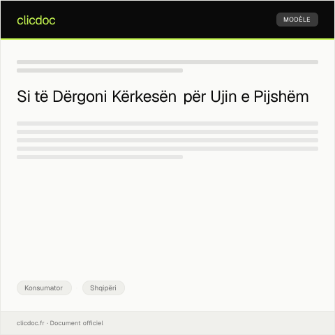 Document preview: Kërkesë për rivendosje të shërbimit të ujit të pijshëm — Konsumator, Shqipëri