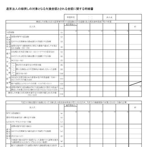 Document preview: C1-52 欠損金の繰戻しによる還付の請求 — 通算法人の繰戻しの対象となる欠損金額とされる金額に関する明細書（PDF/194KB） — 法人税, 日本 (CERFA n°C1-52)