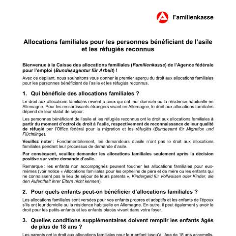 Dokumentvorschau: kg-fr-asylberechtigte_ba035105 — Öffnet in neuem Tab Allocations familiales pour les personnes bénéficiant du droit d’asile et les réfugiés reconnus Flyer zum Kindergeld für Asylberechtigte und anerkannte Flüchtlinge (französisch) pdf | 194.20 KB | barrierefrei — Familienkasse/kg, Deutschland (CERFA n°kg-fr-asylberechtigte_ba035105)