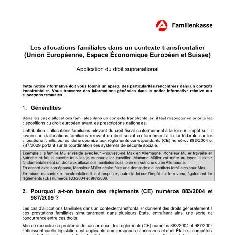 Dokumentvorschau: kg52eu-f_ba031655 — Öffnet in neuem Tab Les allocations familiales dans un contexte transfrontalier Merkblatt für Kindergeld in grenzüberschreitenden Fällen (französisch) pdf | 144.56 KB | barrierefrei — Familienkasse/kg52, Deutschland (CERFA n°kg52eu-f_ba031655)