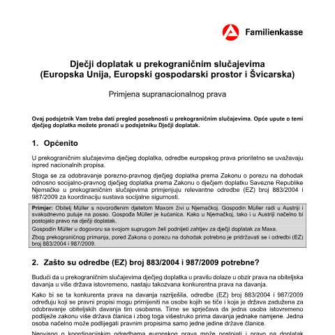 Dokumentvorschau: kg52eu-hr_ba031680 — Öffnet in neuem Tab Dječji doplatak u prekograničnim slučajevima Merkblatt für Kindergeld in grenzüberschreitenden Fällen (kroatisch) pdf | 133.93 KB | barrierefrei — Familienkasse/kg52, Deutschland (CERFA n°kg52eu-hr_ba031680)