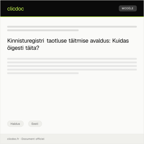 Document preview: Kinnisturegistri taotluse täitmise avaldus — Haldus, Eesti