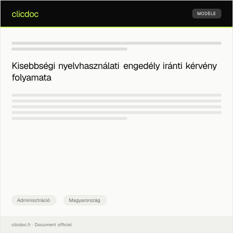 Document preview: Kisebbségi nyelvhasználati engedély iránti kérvény — Adminisztráció, Magyarország