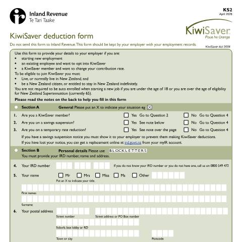 Document preview: KS2 — KiwiSaver, New Zealand (CERFA n°KS2)