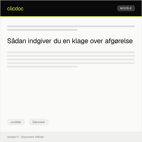 Document preview: Klage over afgørelse — Juridisk, Danmark