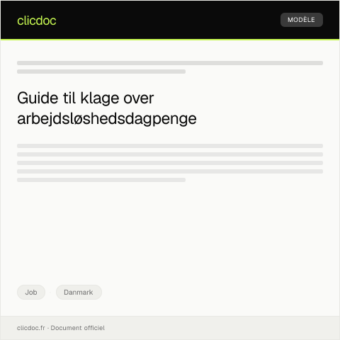 Document preview: Klage over arbejdsløshedsdagpenge — Job, Danmark