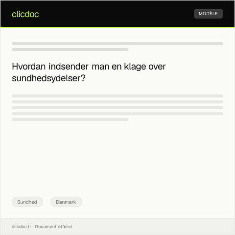 Document preview: Klage over sundhedsydelser — Sundhed, Danmark