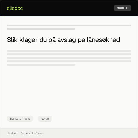 Document preview: Klage på avslag om lån — Banke & finans, Norge