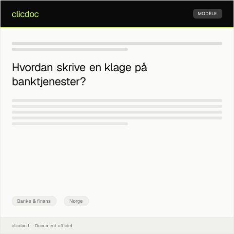 Document preview: Klage på banktjeneste — Banke & finans, Norge