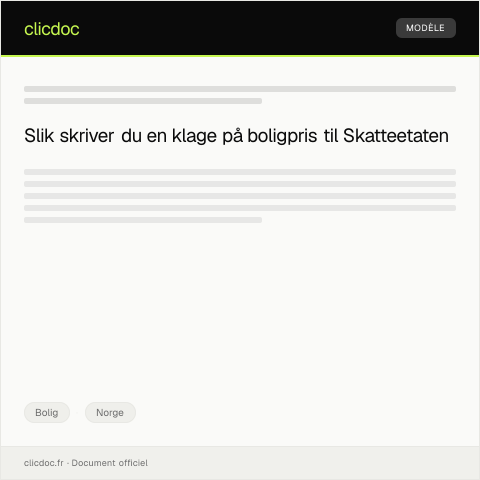 Document preview: Klage på boligpris — Bolig, Norge