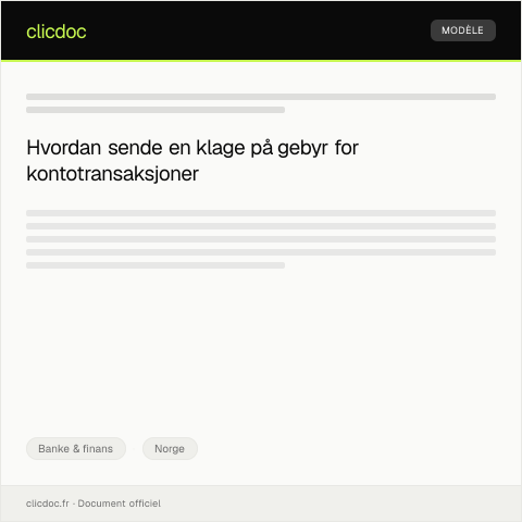 Document preview: Klage på gebyr for kontotransaksjoner — Banke & finans, Norge