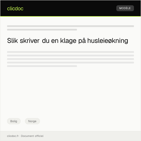 Document preview: Klage på husleieøkning — Bolig, Norge