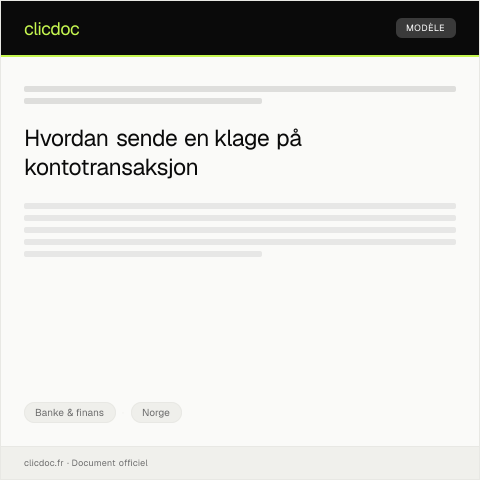 Document preview: Klage på kontotransaksjon — Banke & finans, Norge