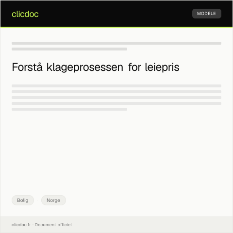 Document preview: Klage på leiepris — Bolig, Norge