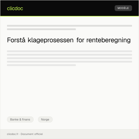 Document preview: Klage på renteberegning — Banke & finans, Norge
