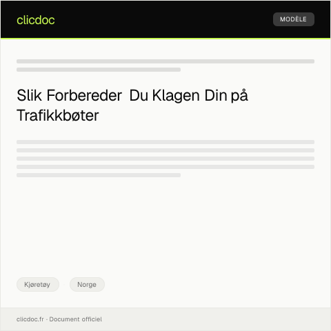 Document preview: Klage på trafikkbøter — Kjøretøy, Norge