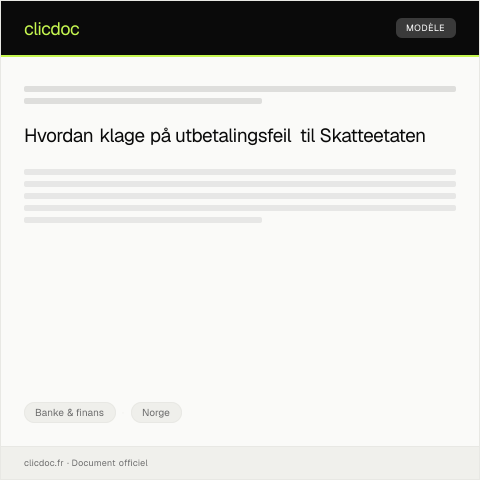 Document preview: Klage på utbetalingsfeil — Banke & finans, Norge