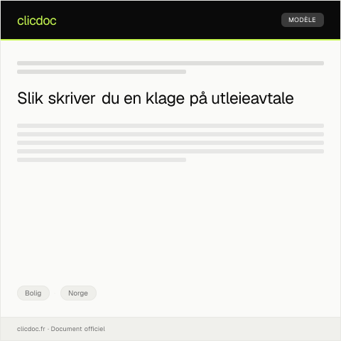 Document preview: Klage på utleieavtale — Bolig, Norge