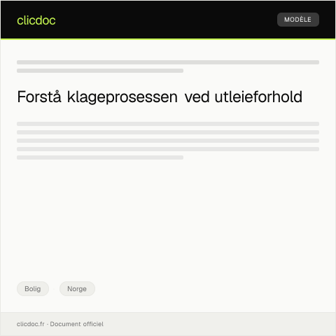 Document preview: Klage på utleieforhold — Bolig, Norge
