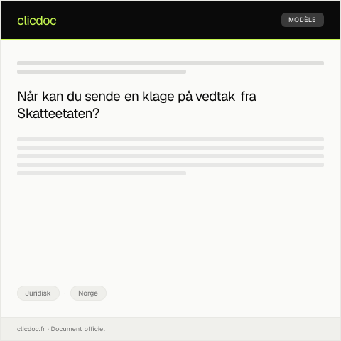 Document preview: Klage på vedtak — Juridisk, Norge