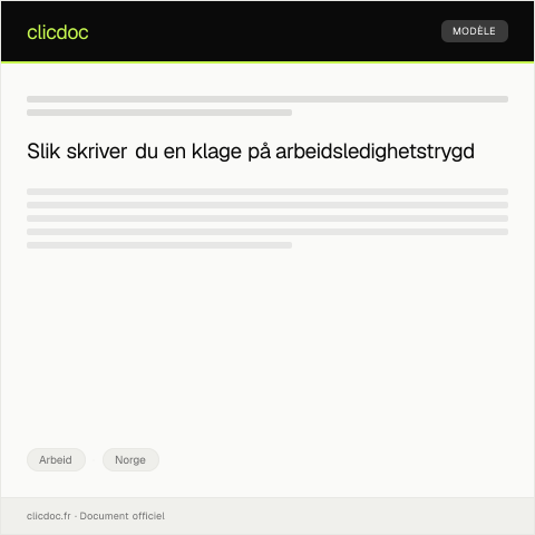 Document preview: Klage på arbeidsledighetstrygd — Arbeid, Norge