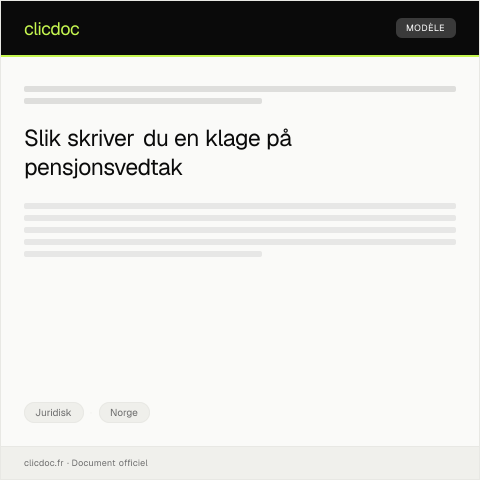 Document preview: Klage på pensjonsvedtak — Juridisk, Norge