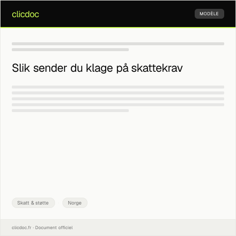 Document preview: Klager på skattekrav — Skatt & støtte, Norge