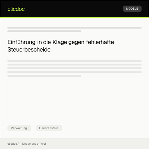 Dokumentvorschau: Klage wegen fehlerhafter Steuerbescheide beim Amt für Steuern — Verwaltung, Liechtenstein