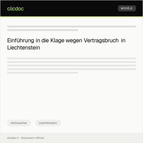 Dokumentvorschau: Klage wegen Vertragsbruch eines Dienstleistungsanbieters — Verbraucher, Liechtenstein