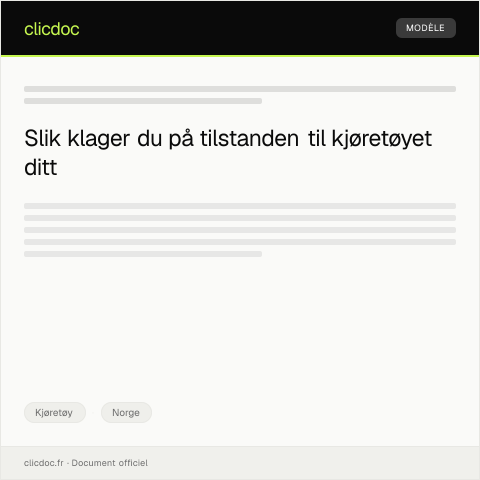 Document preview: Klager på kjøretøyets tilstand — Kjøretøy, Norge