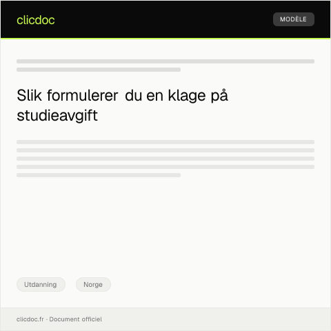 Document preview: Klager på studieavgift — Utdanning, Norge