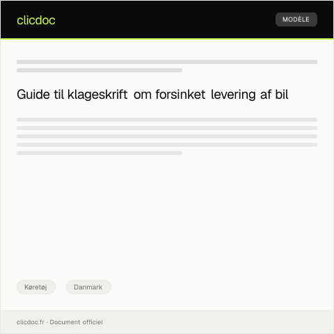 Document preview: Klageskrift vedrørende forsinket levering af bil — Køretøj, Danmark