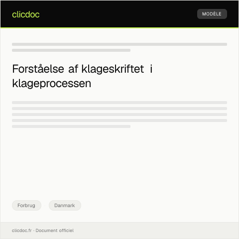 Document preview: Klageskrift vedrørende mangelfuld service — Forbrug, Danmark