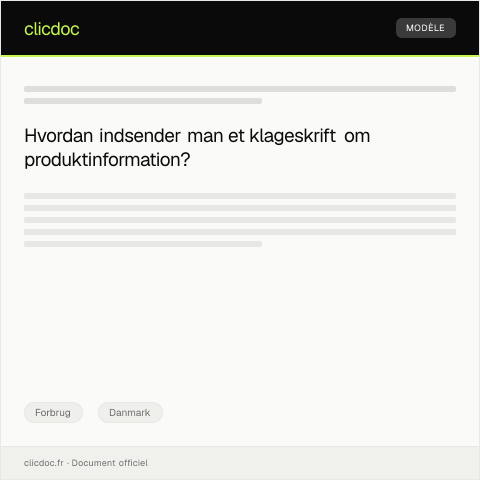 Document preview: Klageskrift over mangelfuld produktinformation — Forbrug, Danmark