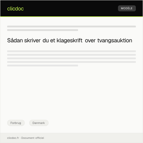 Document preview: Klageskrift over tvangsauktion — Forbrug, Danmark