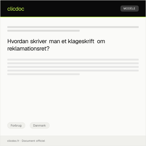 Document preview: Klageskrift vedrørende reklamationsret — Forbrug, Danmark