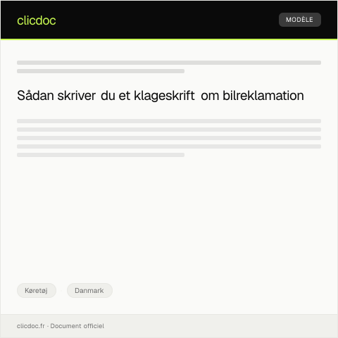 Document preview: Klageskrift vedrørende reklamation af bil — Køretøj, Danmark