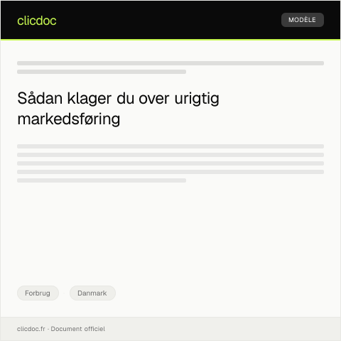 Document preview: Klageskrift over urigtig markedsføring — Forbrug, Danmark