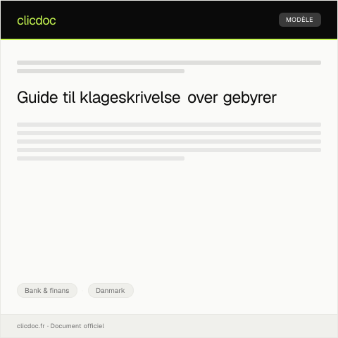 Document preview: Klageskrivelse over gebyrer — Bank & finans, Danmark